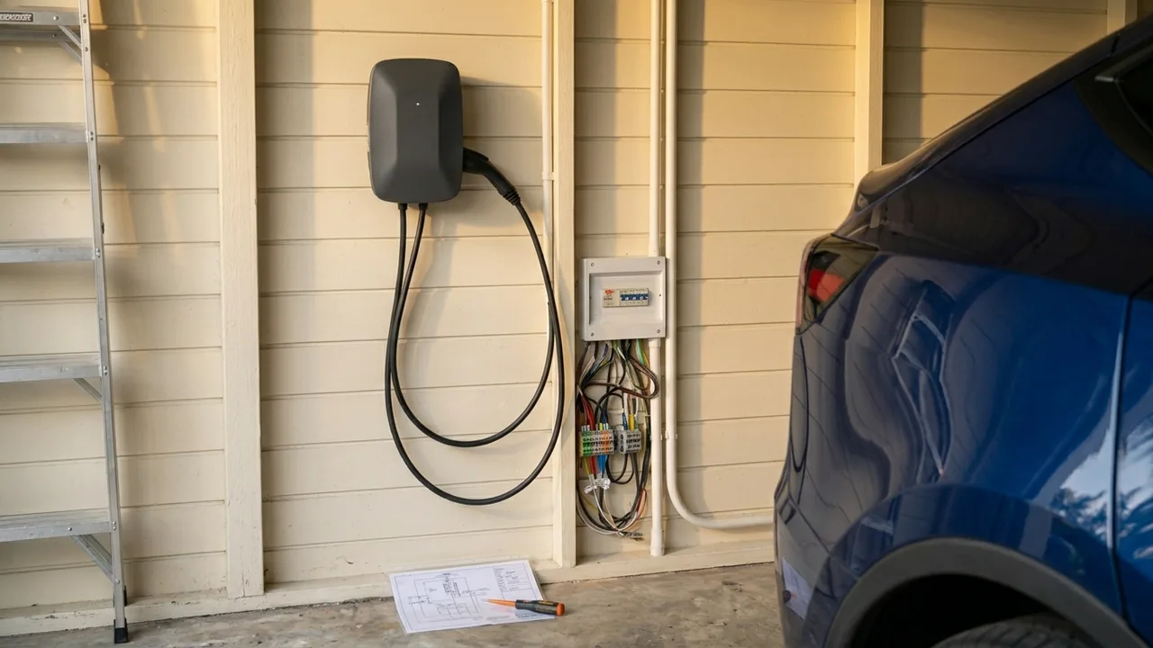 Brisbane ev charger installation context shot for "Can you install your own EV charger, or does Queensland law require a licensed electrician?"