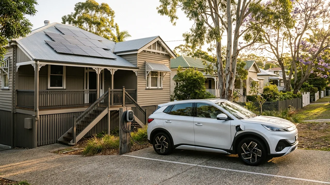 Brisbane ev charger installation context shot for "Does pairing your EV charger with rooftop solar actually pay off in Brisbane?"