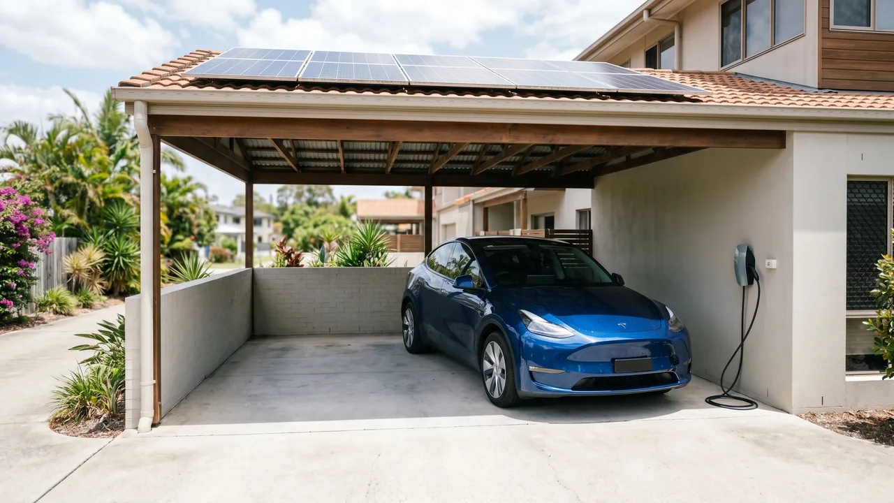 Solar-Integrated EV Charging Setup in Coorparoo